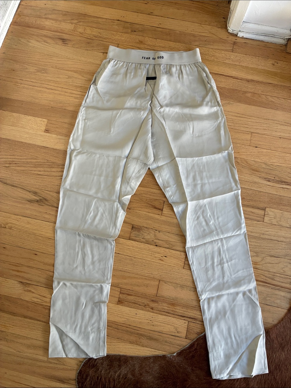 Fear of God Cream-Light Gray Relaxed Drawstring pajama style pant size small